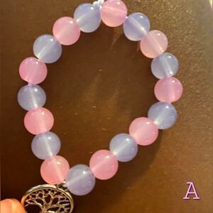 Handmade Crystal / Glass / Stone Bead Jewelry Pink Bracelet With Charm